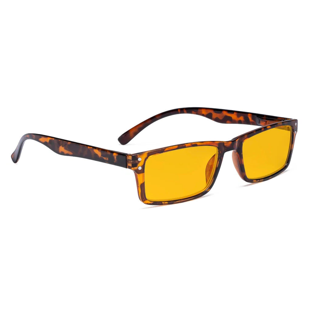 Amber Tinted Patterned Blue Light Blocking Reading Glasses Men