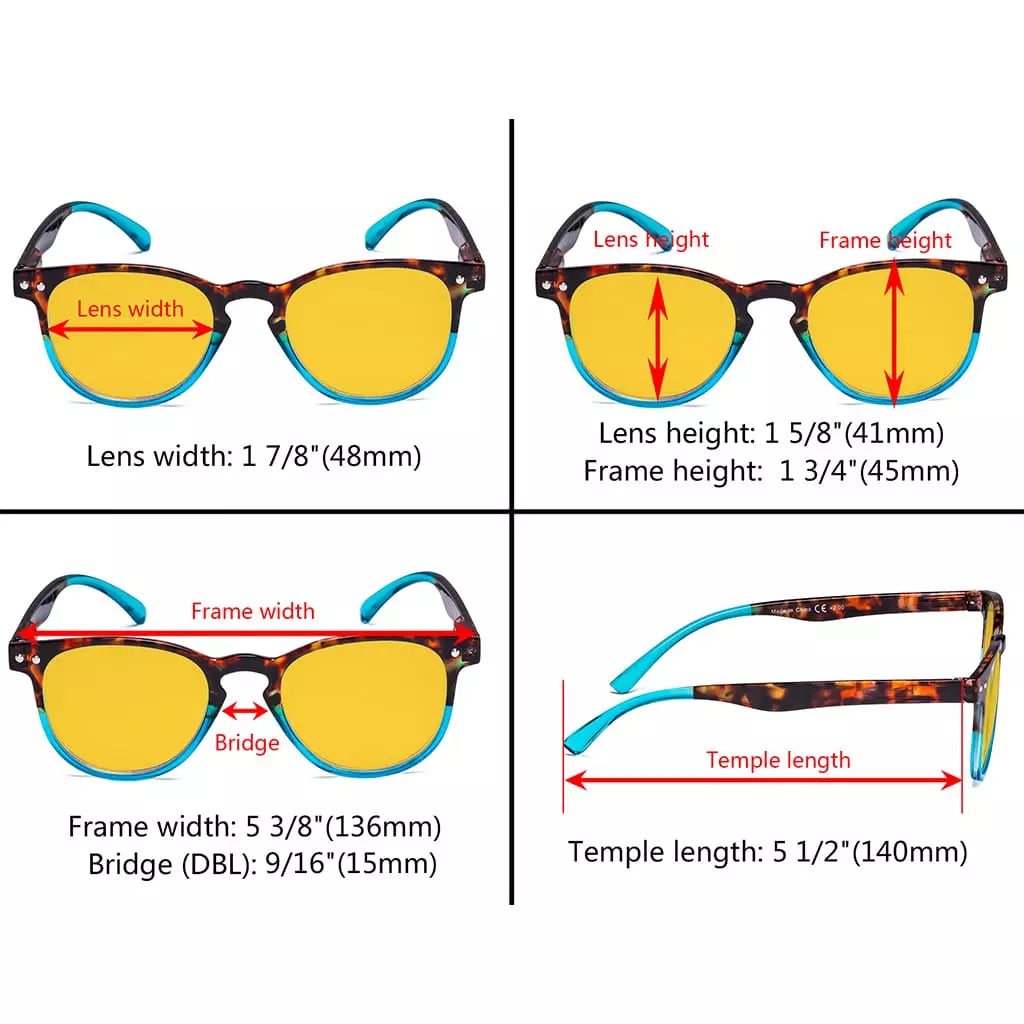 Amber Tinted Blue Light Blocking Reading Glasses