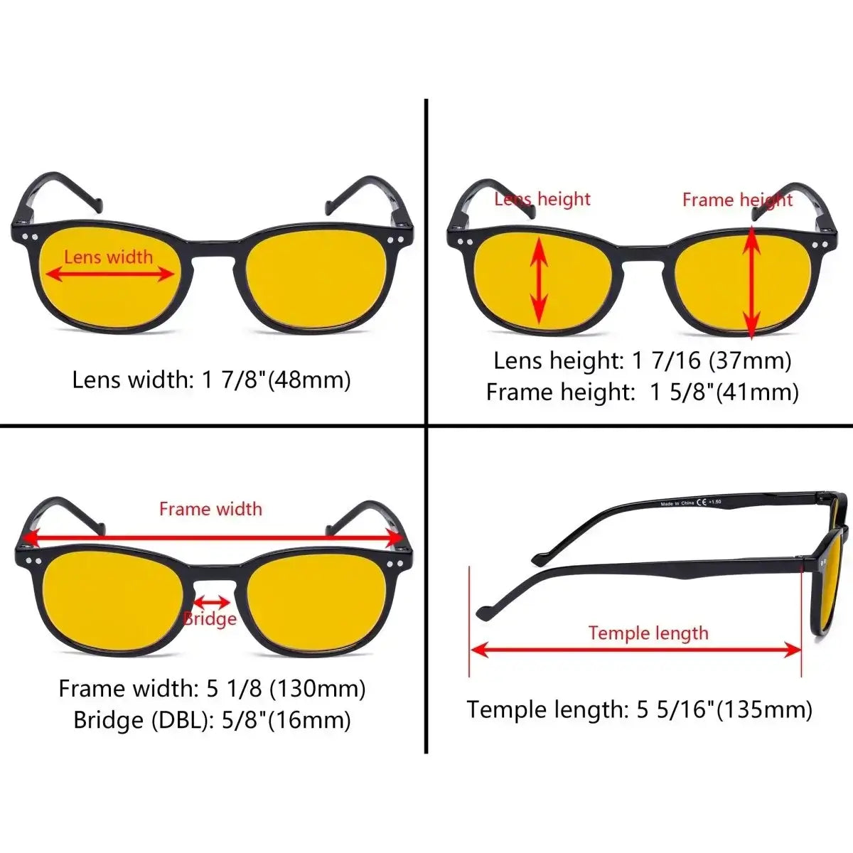 Amber Tinted Blue Light Blocking Reading Glasses For Men Women