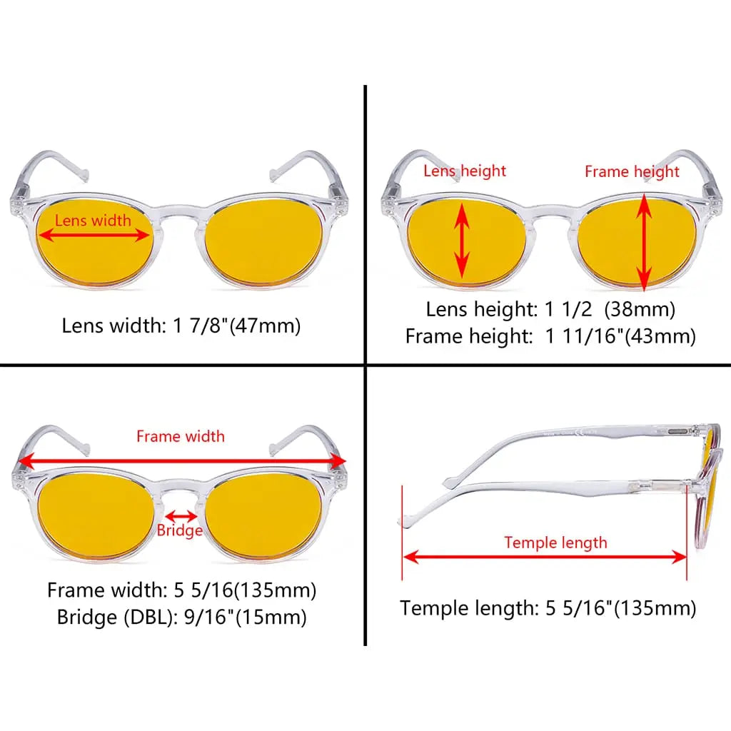 Amber Tinted Round Blue Light Blocking Glasses Women
