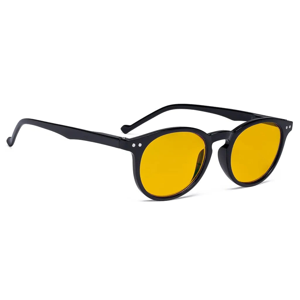 Amber Tinted Round Blue Light Blocking Reading Glasses Women