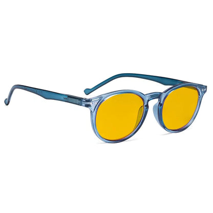 Amber Tinted Round Blue Light Blocking Glasses Women