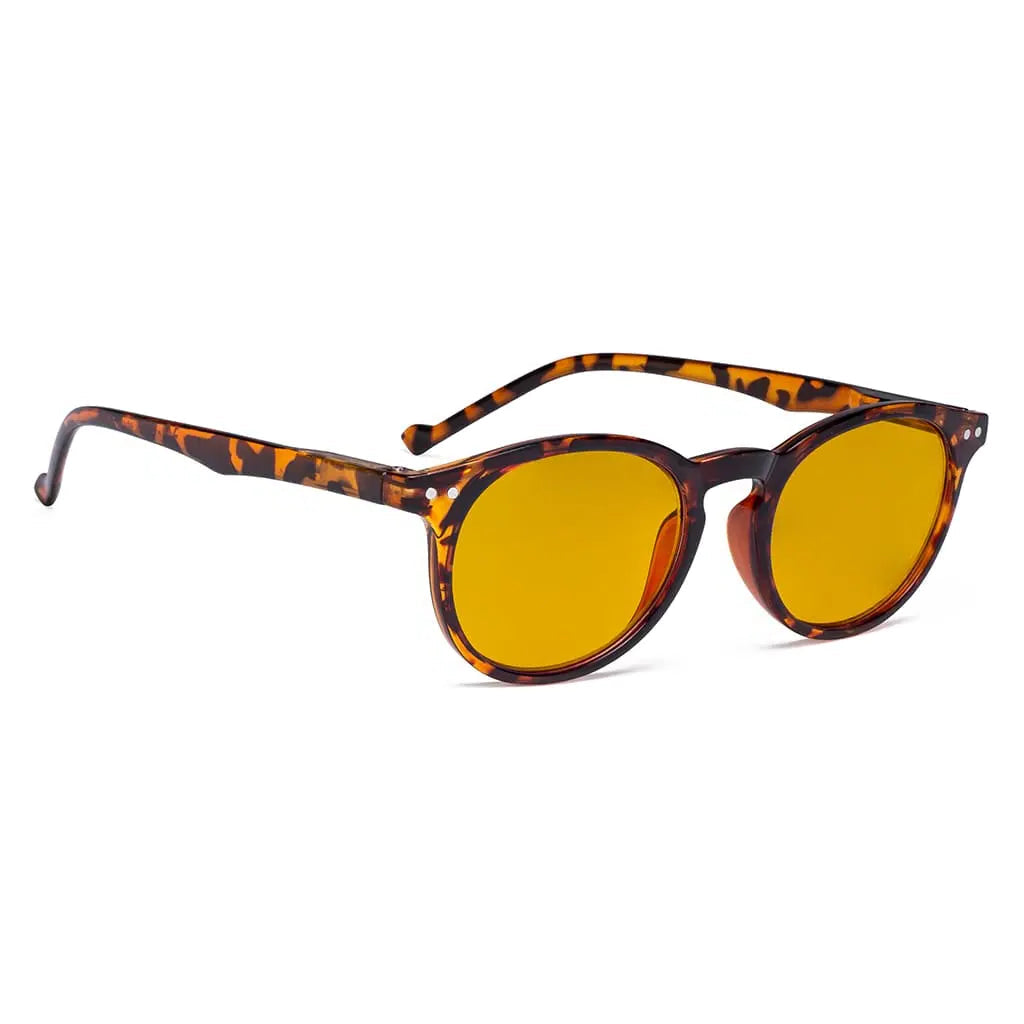 Amber Tinted Round Blue Light Blocking Reading Glasses Women