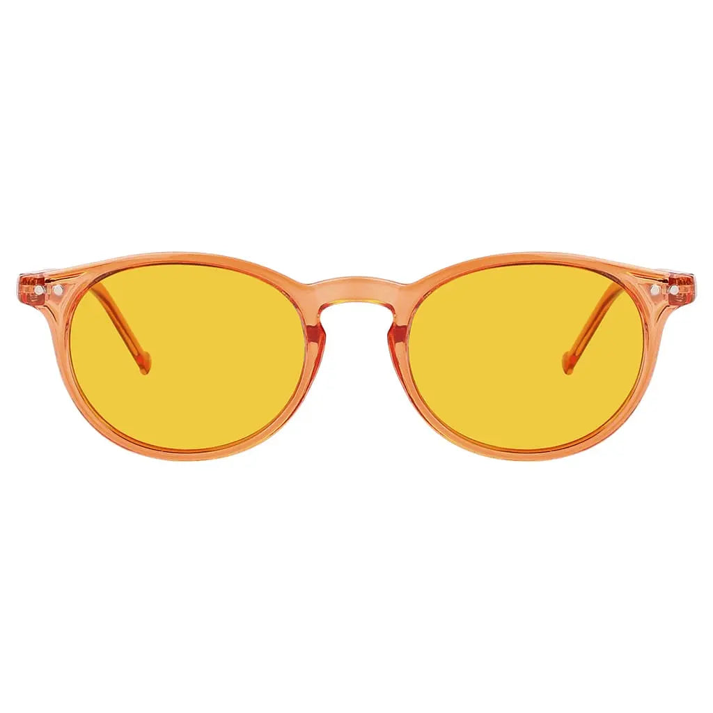 Amber Tinted Round Blue Light Blocking Reading Glasses Women