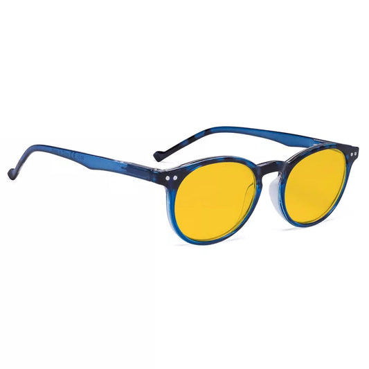Oval Round Amber Tinted Blue Light Blocking Reading Glasses Women Men
