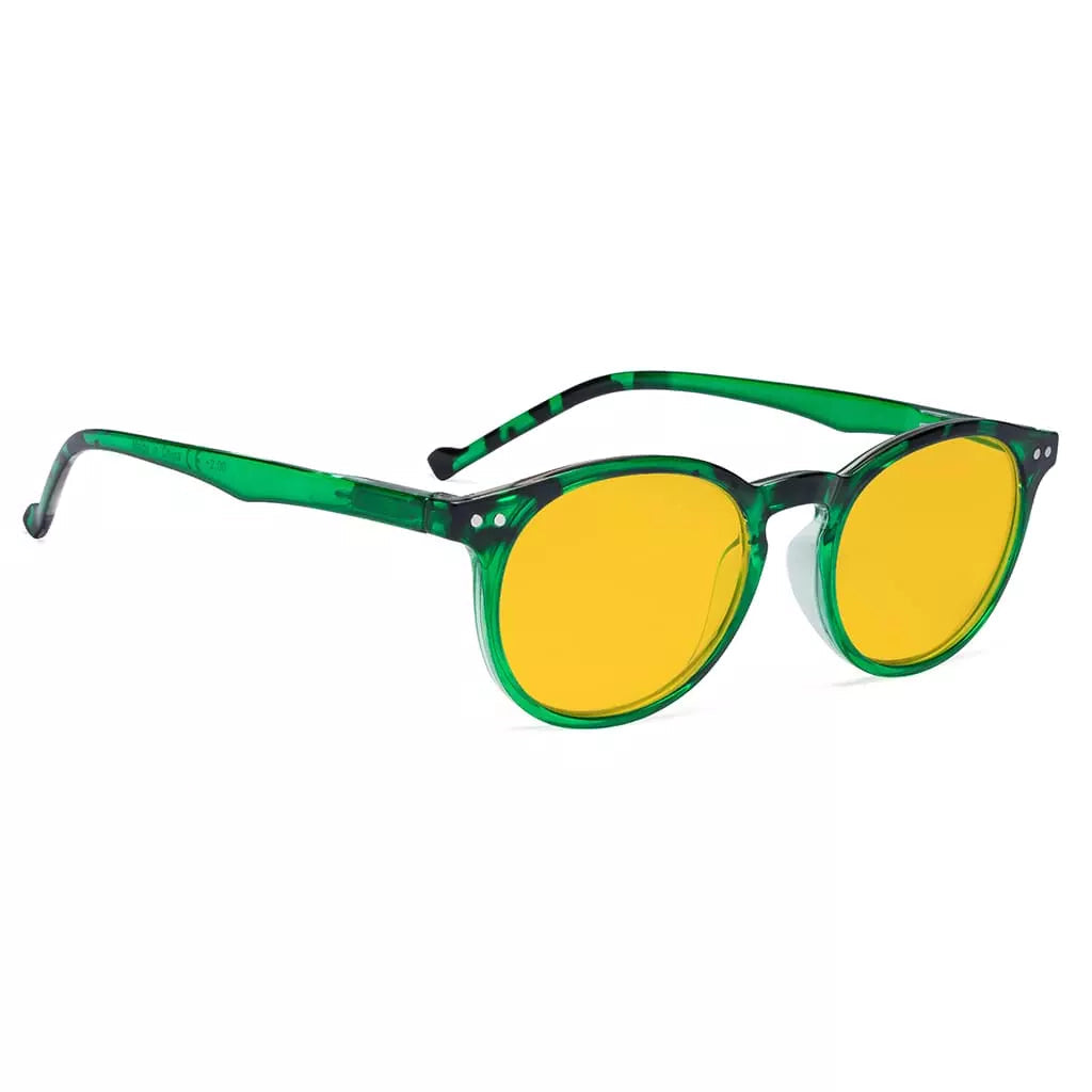 Oval Round Amber Tinted Blue Light Blocking Reading Glasses Women Men