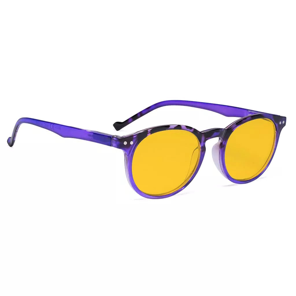 Oval Round Amber Tinted Blue Light Blocking Reading Glasses Women Men