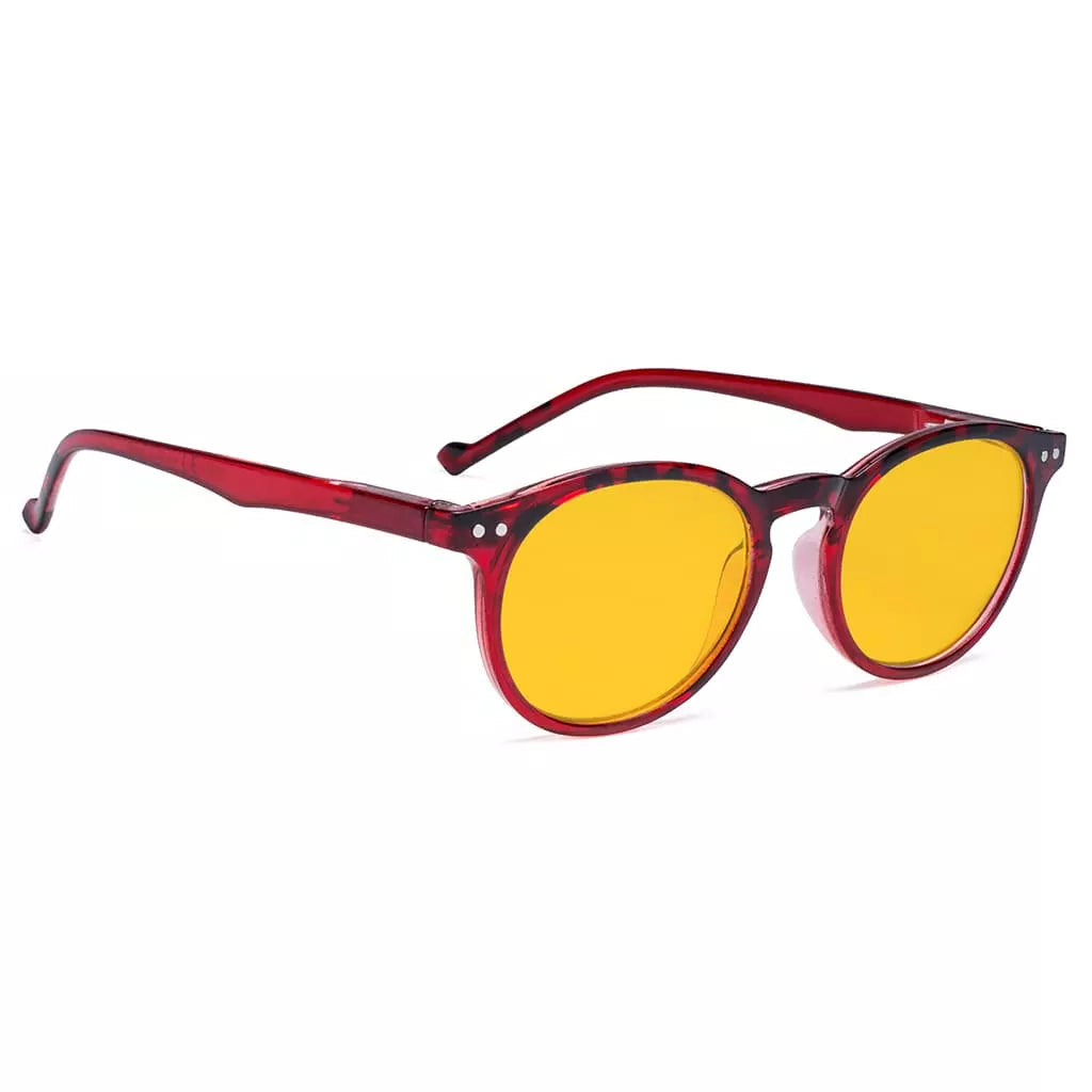 Oval Round Amber Tinted Blue Light Blocking Reading Glasses Women Men