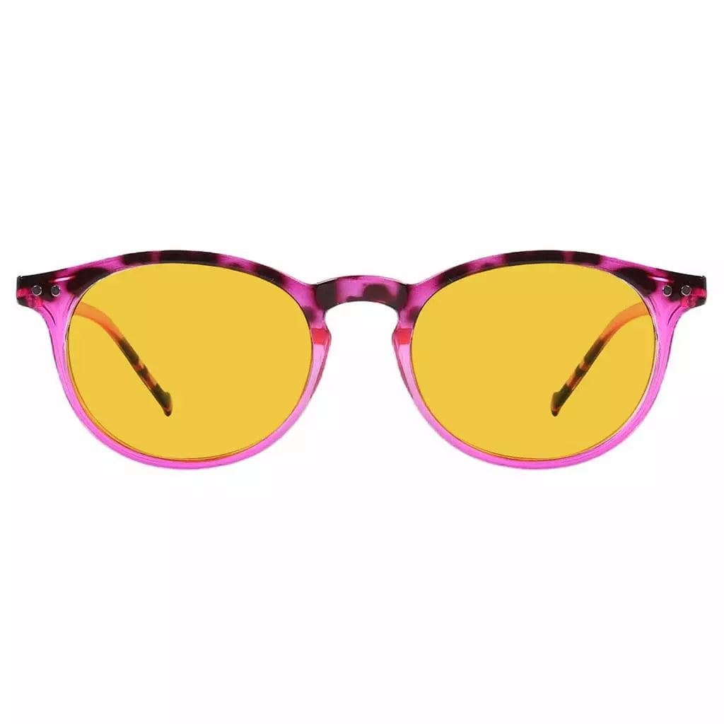 Oval Round Amber Tinted Blue Light Blocking Reading Glasses Women Men