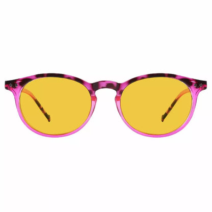 Oval Round Amber Tinted Blue Light Blocking Reading Glasses Women Men