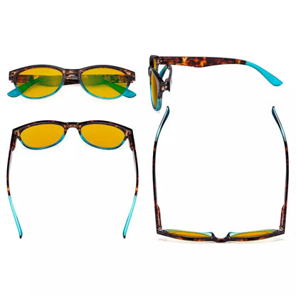 Amber Tinted Patterned Design Blue Light Blocking Reading Glasses Women