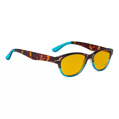 Amber Tinted Patterned Design Blue Light Blocking Reading Glasses Women