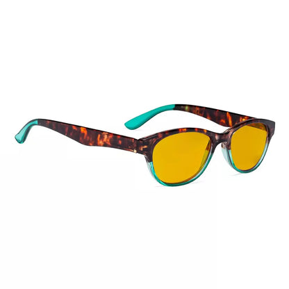 Amber Tinted Patterned Design Blue Light Blocking Reading Glasses Women