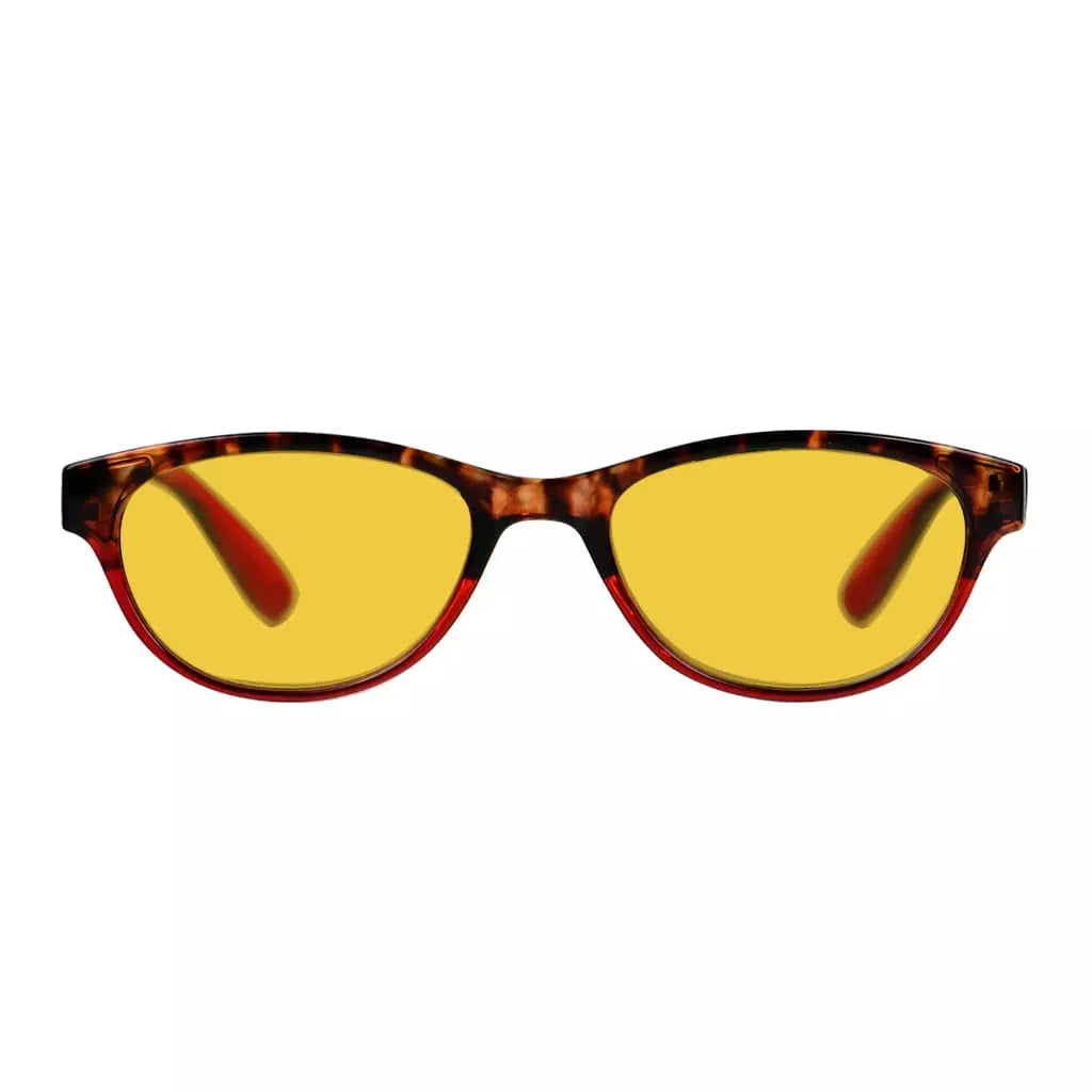 Amber Tinted Patterned Design Blue Light Blocking Reading Glasses Women