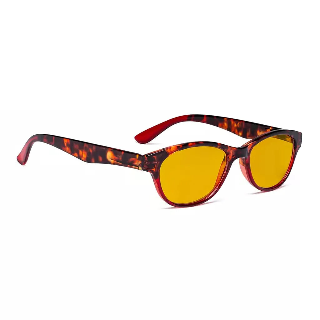 Amber Tinted Patterned Design Blue Light Blocking Reading Glasses Women