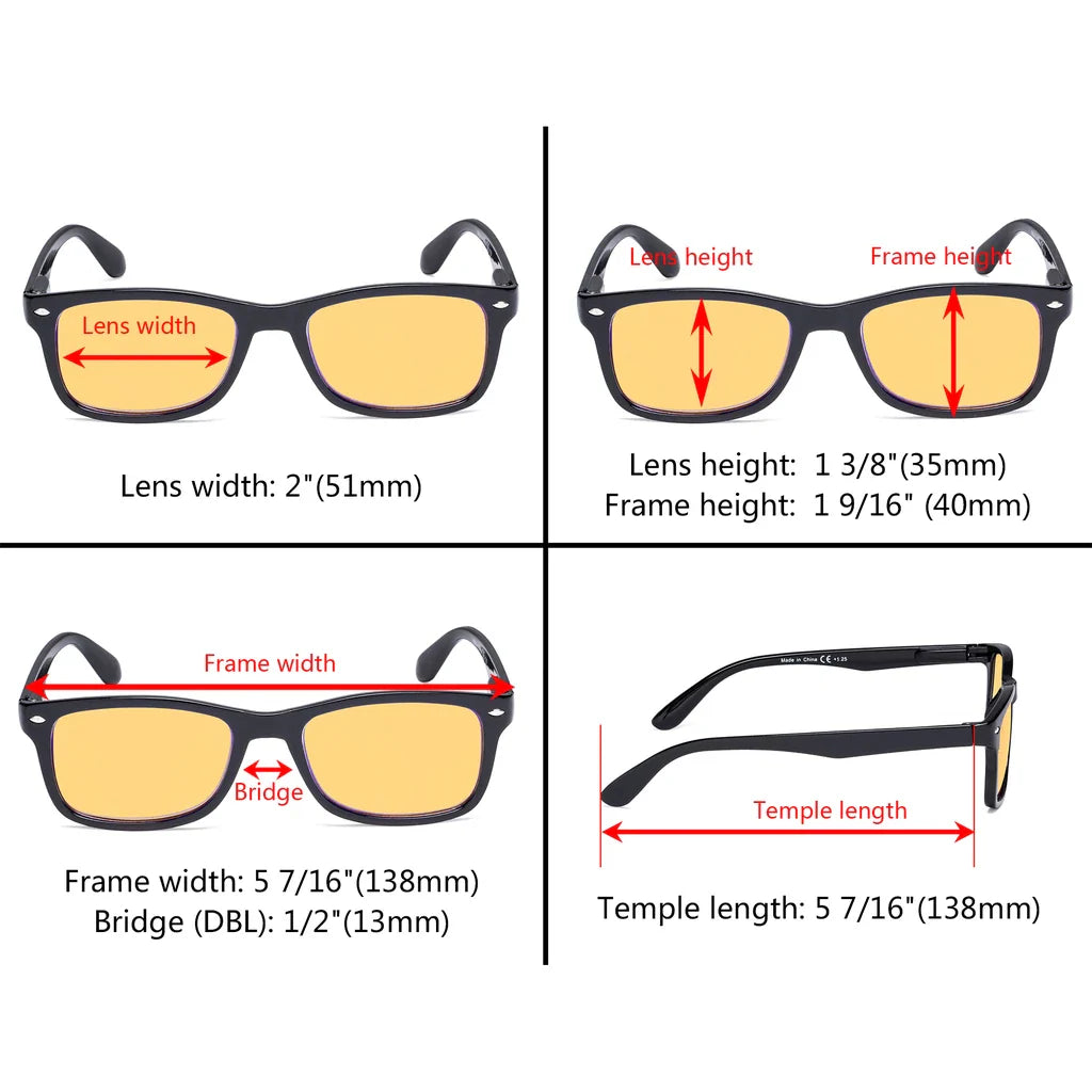 Amber Tinted Blue Light Blocking Reading Glasses Women Men
