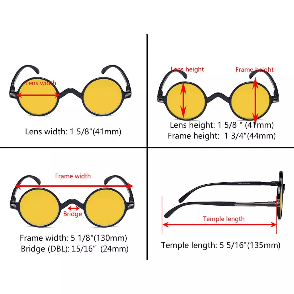 Amber Tinted Round Blue Light Blocking Reading Glasses Women Men