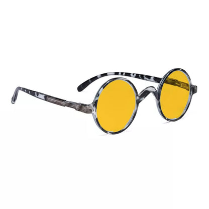 Amber Tinted Round Blue Light Blocking Reading Glasses Women Men