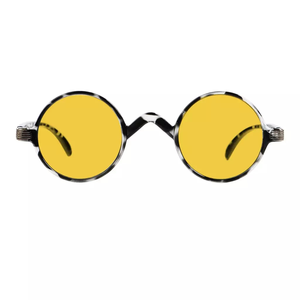 Amber Tinted Round Blue Light Blocking Reading Glasses Women Men