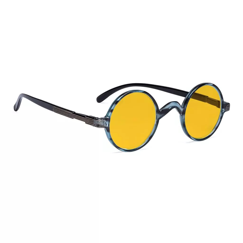 Amber Tinted Round Blue Light Blocking Reading Glasses Women Men