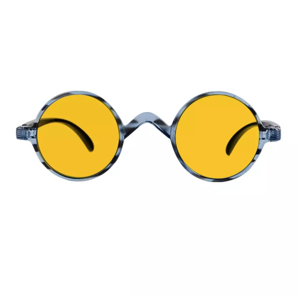 Amber Tinted Round Blue Light Blocking Reading Glasses Women Men