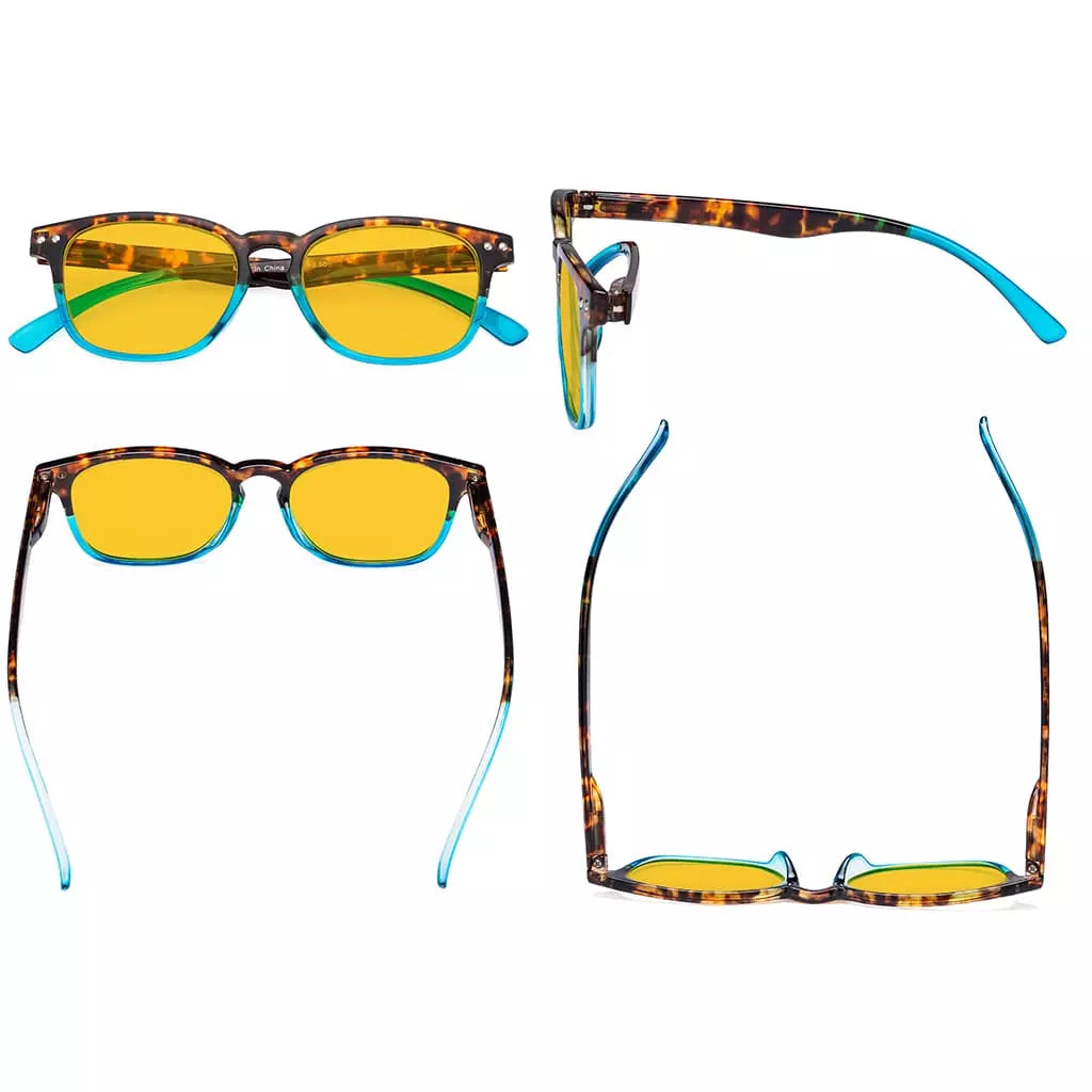 Amber Tinted Patterned Designer Blue Light Blocking Reading Glasses