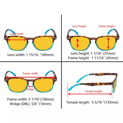 Amber Tinted Patterned Designer Blue Light Blocking Reading Glasses