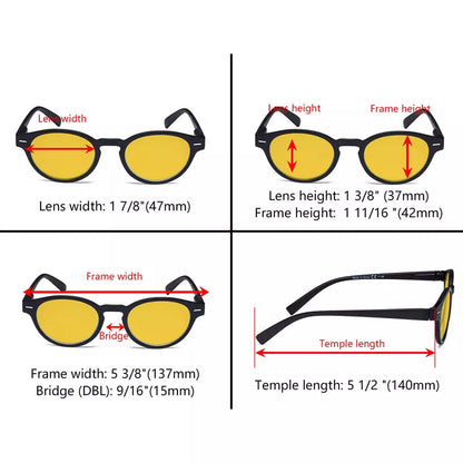 Oval Round  Amber Tinted Blue Light Blocking Reading Glasses Women