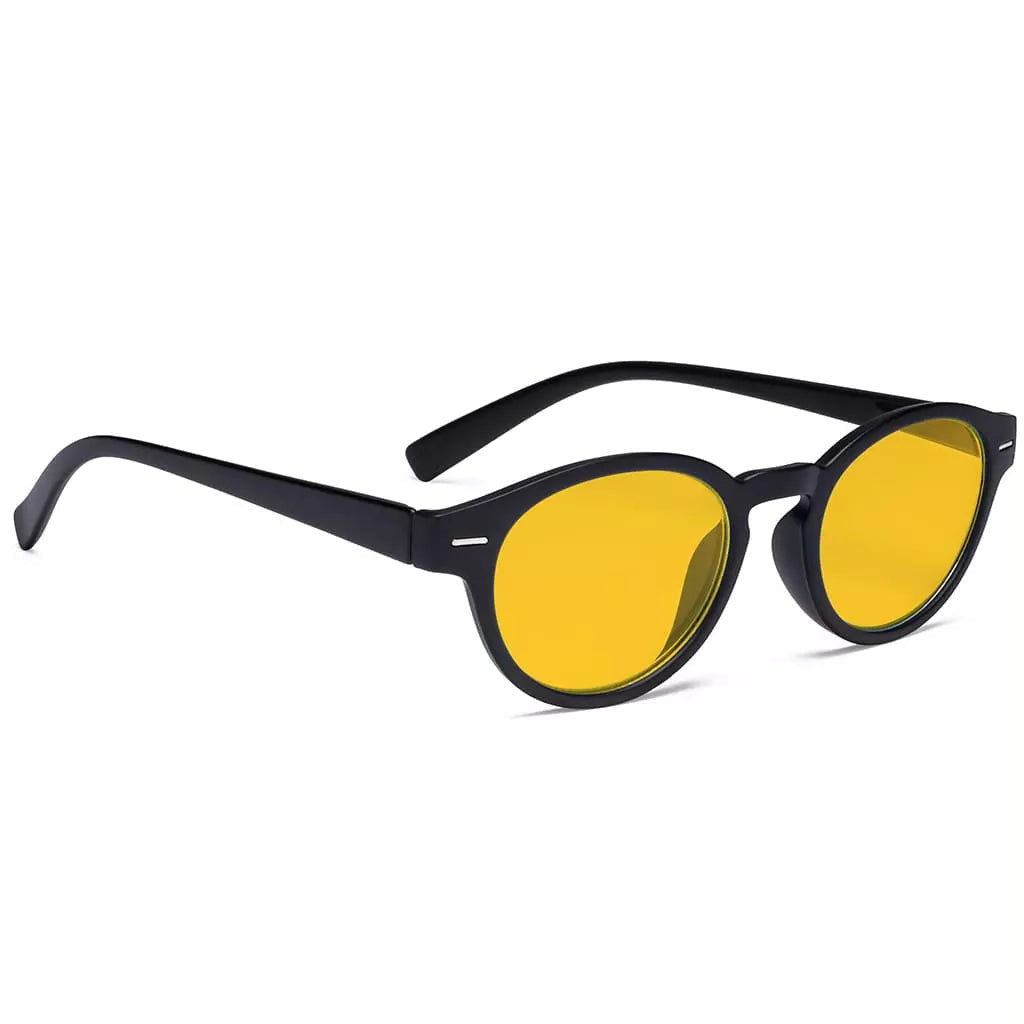 Oval Round  Amber Tinted Blue Light Blocking Reading Glasses Women