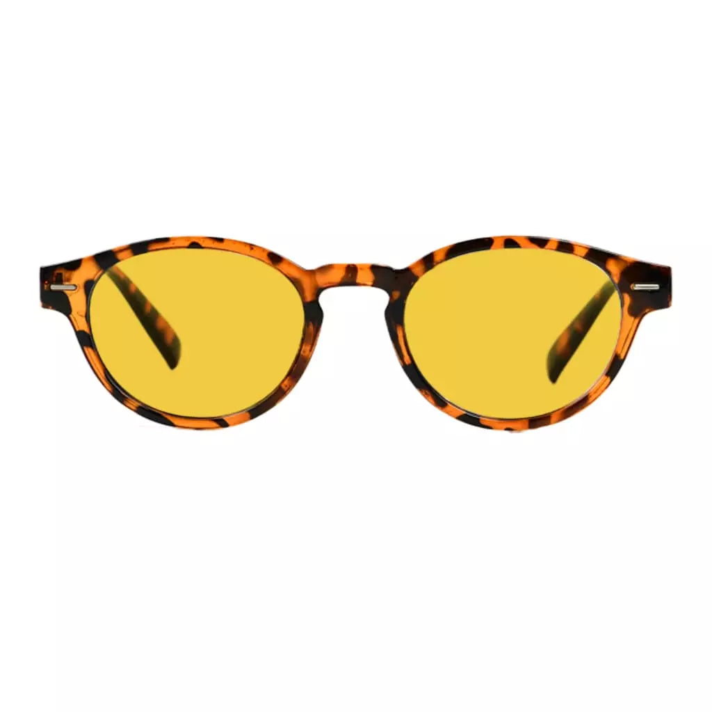 Oval Round  Amber Tinted Blue Light Blocking Reading Glasses Women