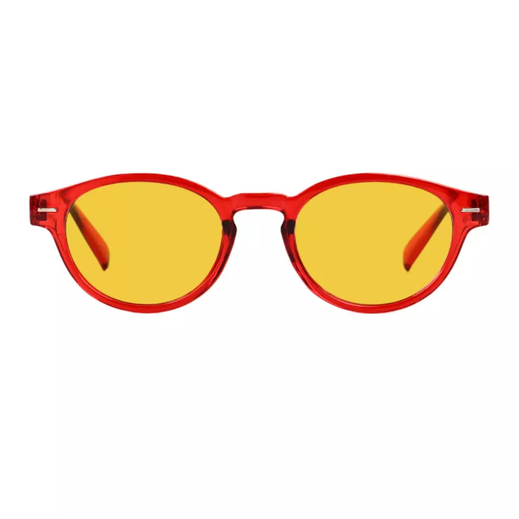 Oval Round  Amber Tinted Blue Light Blocking Reading Glasses Women