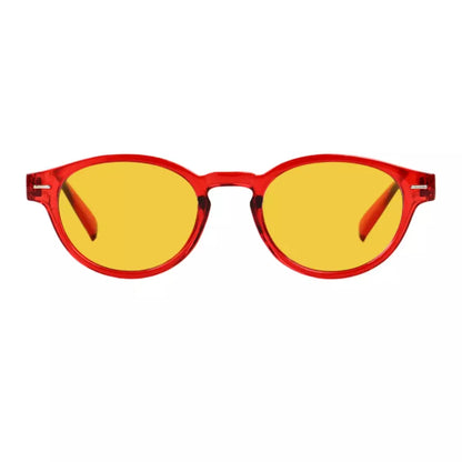 Oval Round  Amber Tinted Blue Light Blocking Reading Glasses Women