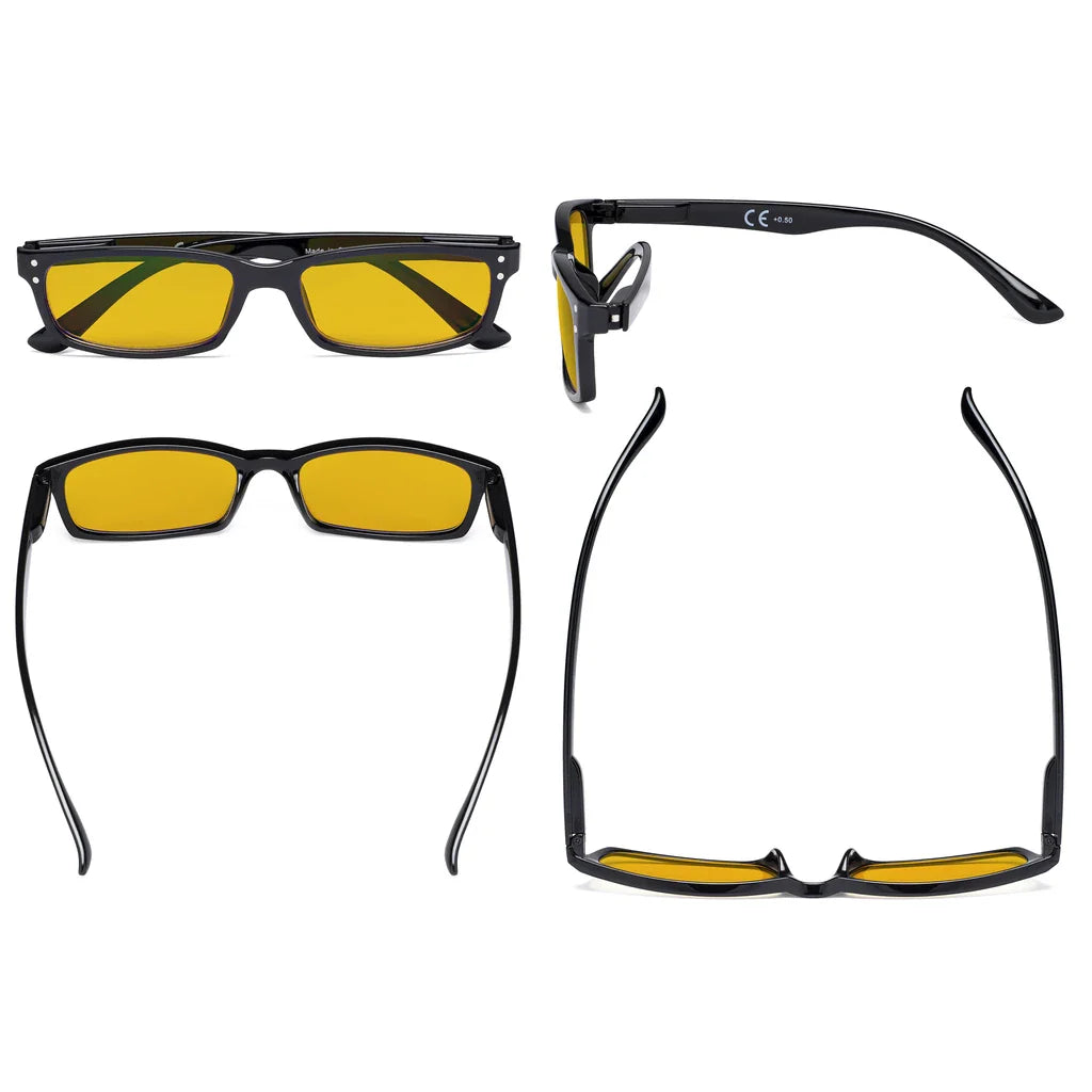 Amber Tinted Blue Light Blocking Reading Glasses Men