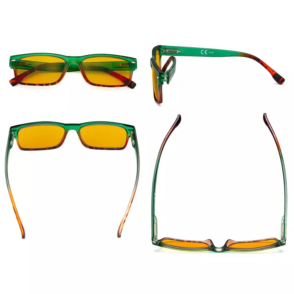 Amber Tinted Blue Light Blocking Eyeglasses Reading Glasses