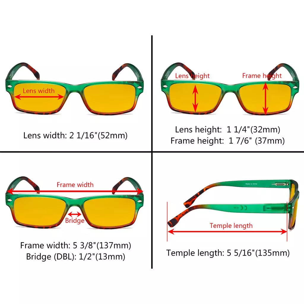 Amber Tinted Blue Light Blocking Eyeglasses Reading Glasses