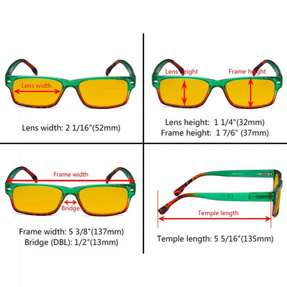 Amber Tinted Blue Light Blocking Eyeglasses Reading Glasses