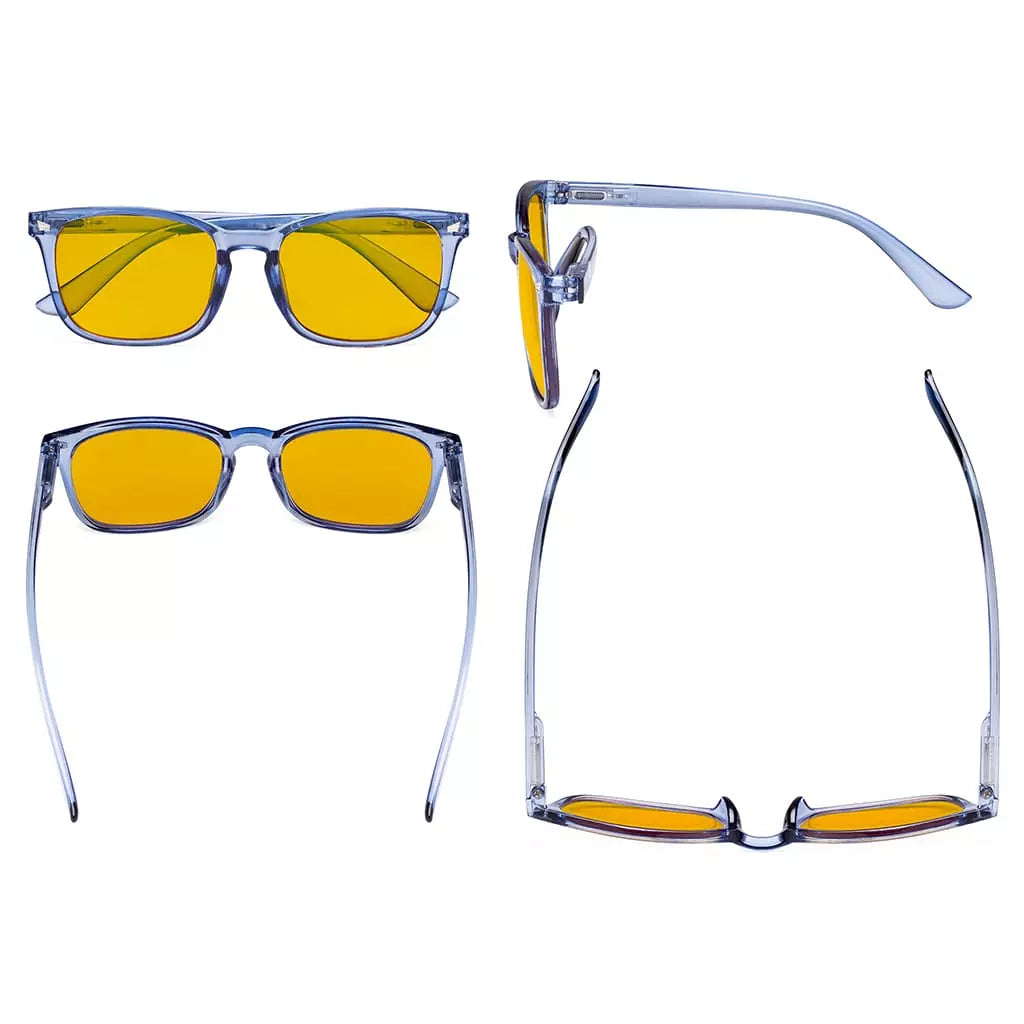 Square Amber Tinted Blue Light Blocking Reading Glasses Women