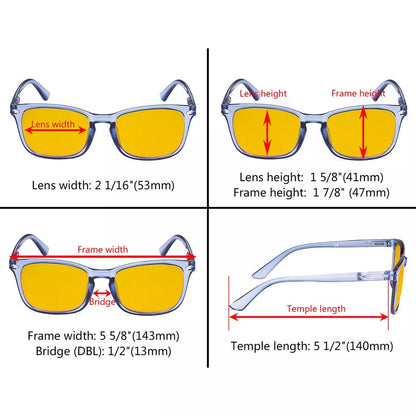 Square Amber Tinted Blue Light Blocking Reading Glasses Women