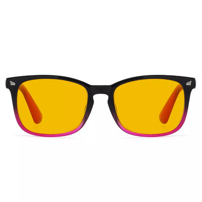 Square Amber Tinted Blue Light Blocking Reading Glasses Women