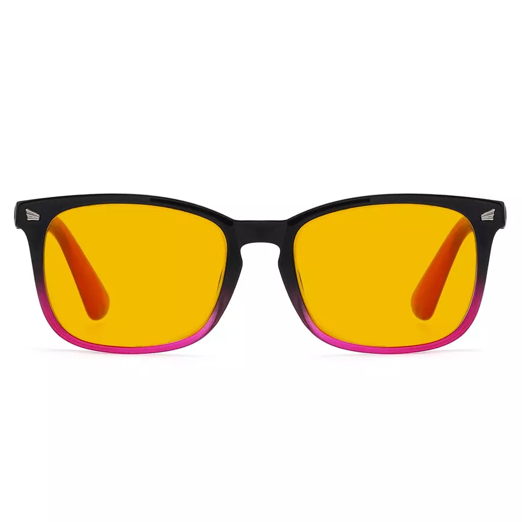 Square Amber Tinted Blue Light Blocking Glasses Women
