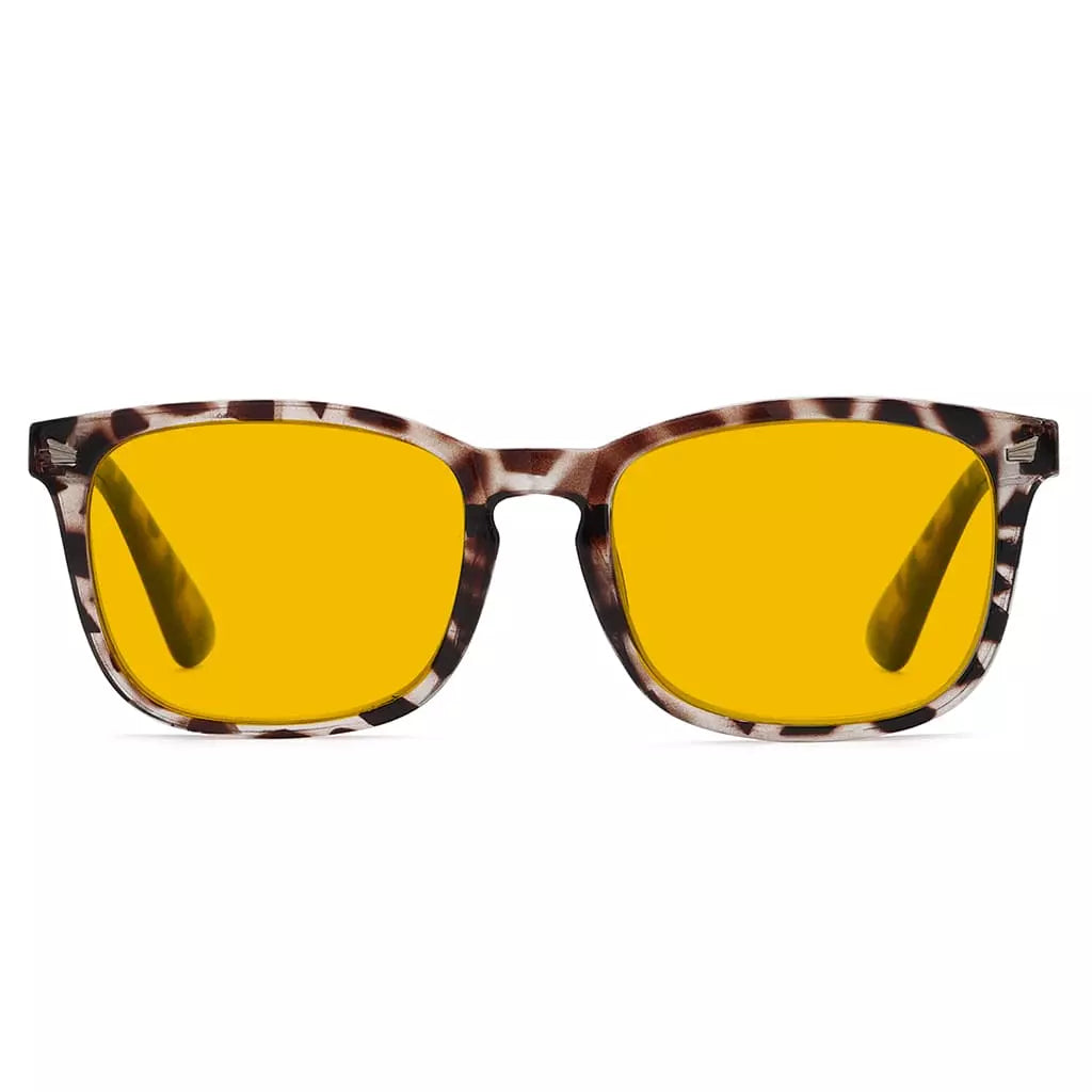 Square Amber Tinted Blue Light Blocking Reading Glasses Women