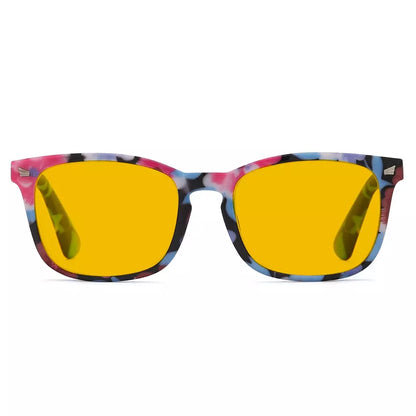 Square Amber Tinted Blue Light Blocking Reading Glasses Women