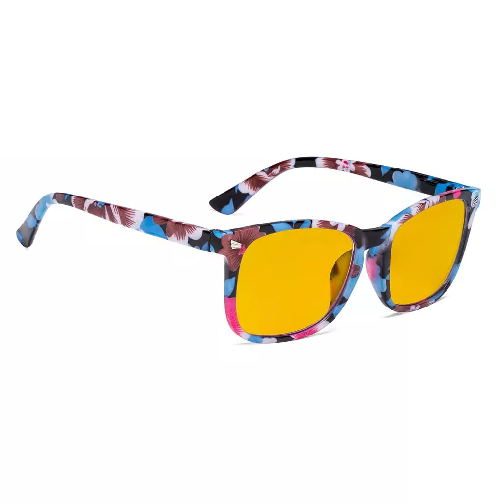 Square Amber Tinted Blue Light Blocking Reading Glasses Women