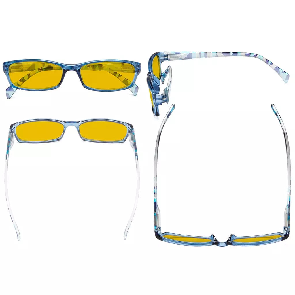 Amber Tinted Patterned Blue Light Blocking Reading Glasses Women