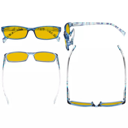 Amber Tinted Patterned Blue Light Blocking Reading Glasses Women