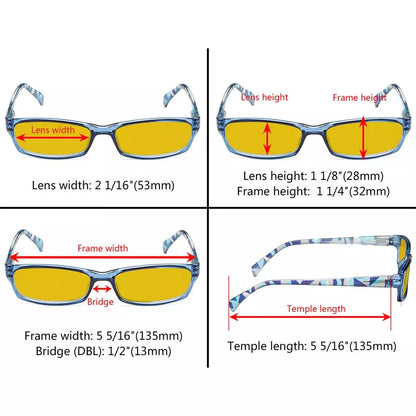Amber Tinted Patterned Blue Light Blocking Reading Glasses Women