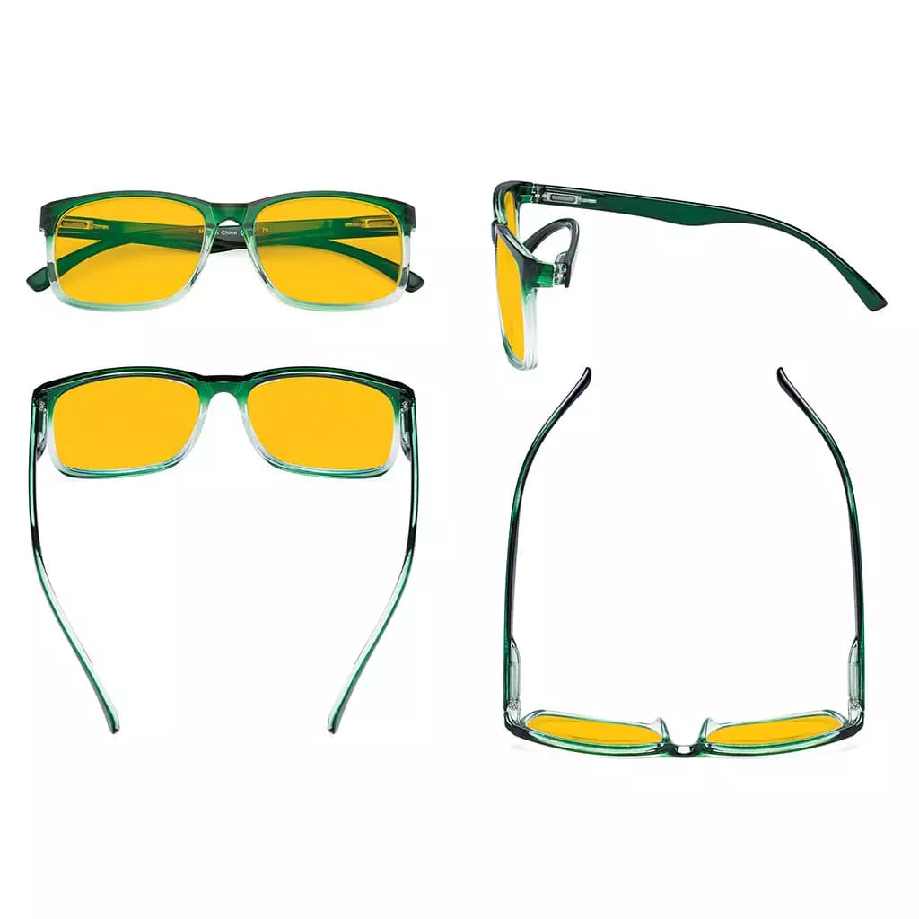 Amber Tinted Two-tone Blue Light Blocking Reading Glasses Women Men