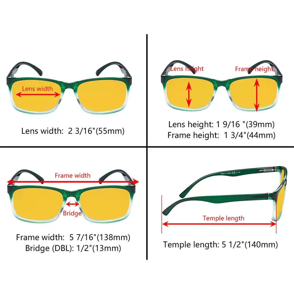 Amber Tinted Two-tone Blue Light Blocking Reading Glasses Women Men