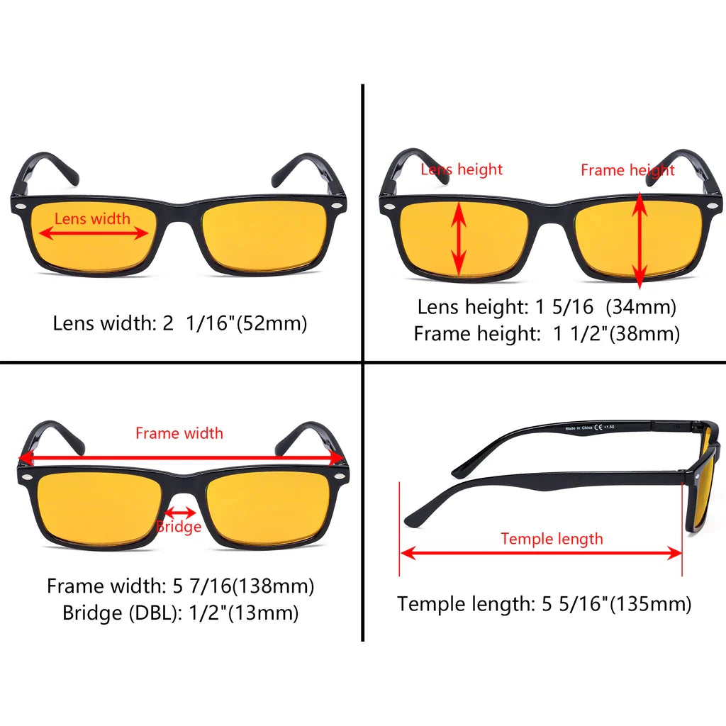 Amber Tinted Blue Light Blocking Reading Glasses Women Men