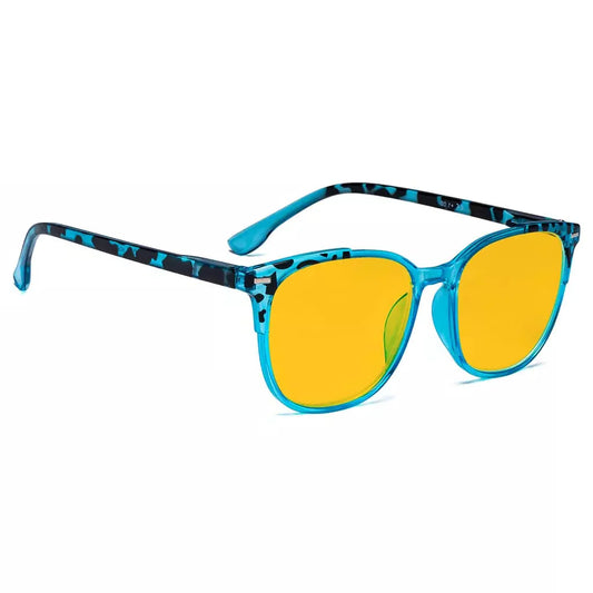 Amber Tinted Tortoise Patterned Blue Light Blocking Reading Glasses Women